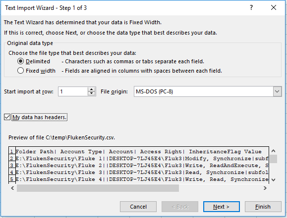 Excel Import Wizard Step 1