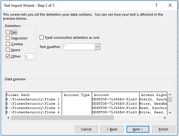 Excel Import wizard step 2