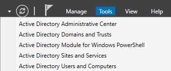 Server Manager
Active Directory Users and Computers