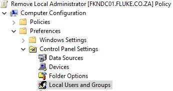 Group Policy Object
Computer Configuration
Remove Administrator Rights