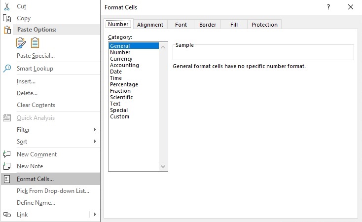 Format Cells: Number