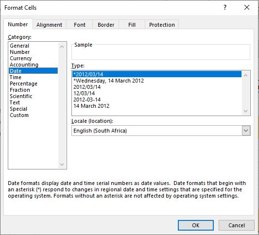 Format Cell Date
