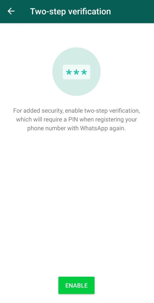 WhatsApp
Two-Step Authentication