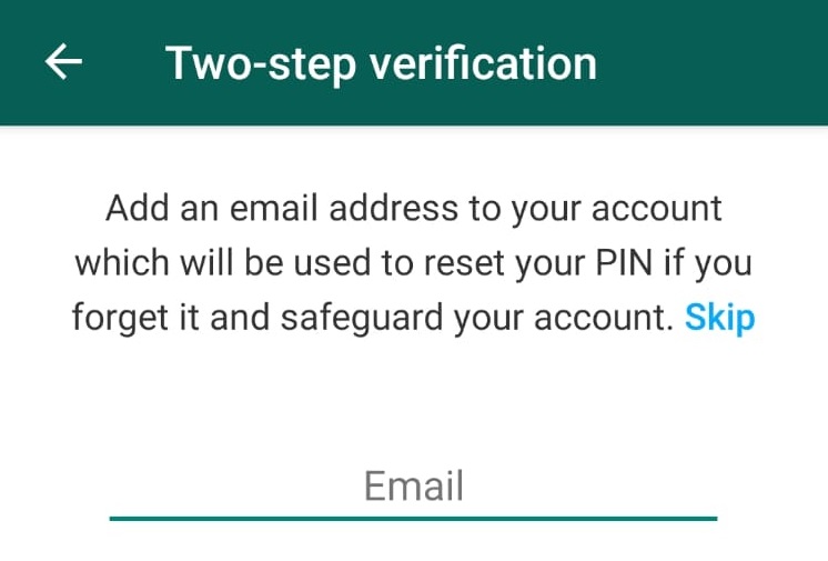 WhatsApp
Two-Step Authentication