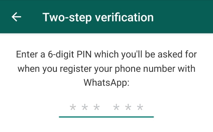 WhatsApp
Two-Step Authentication