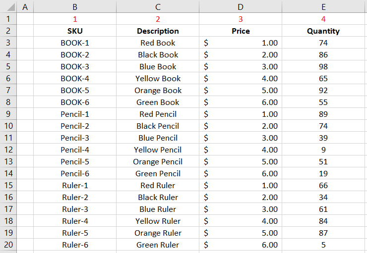 Excel 
Vlookup
Example