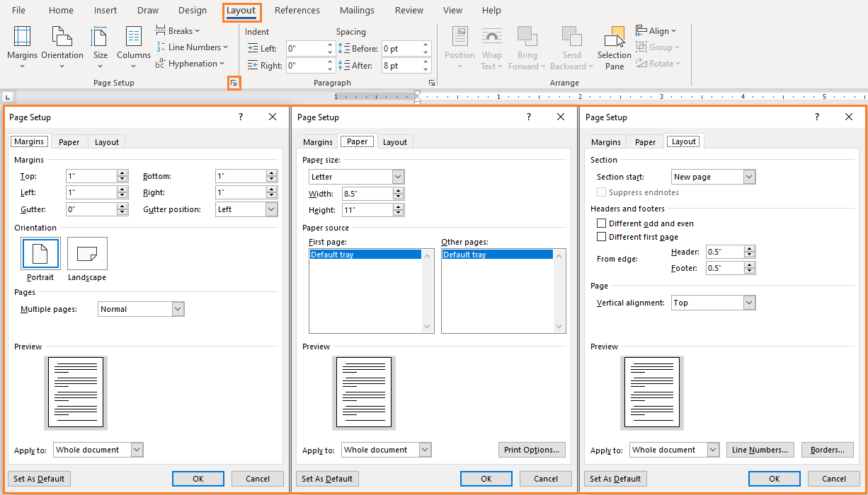 MS Word: Using The Page Setup Dialog Box » For Fluk3 Sake