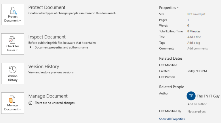 MS Word: Inspect a Document for hidden properties and Personal ...